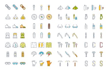 Set satırında simgeleri tırmanışla ve dağcılık