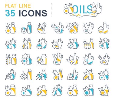 Yağların vektör hat Icons set