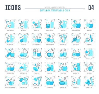 Yağların mavi çizgi Icons set.