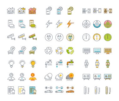 Akıllı ev simgelerin satır kümesi