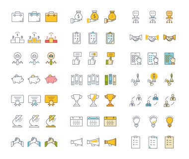 Vektör düz çizgi simgeler başlangıç ayarla