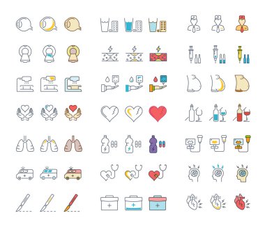 İnme vektör düz çizgi Icons set