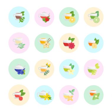Çay vektör düz Icons set
