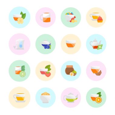 Çay töreni vektör düz Icons set