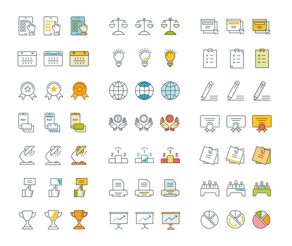 Finans ve muhasebe vektör düz çizgi Icons set