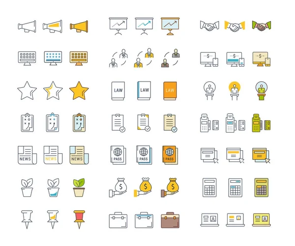 Finans ve muhasebe vektör düz çizgi Icons set