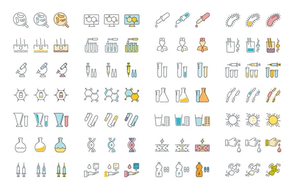 Vektör düz çizgi Icons Set bakteri ve virüs