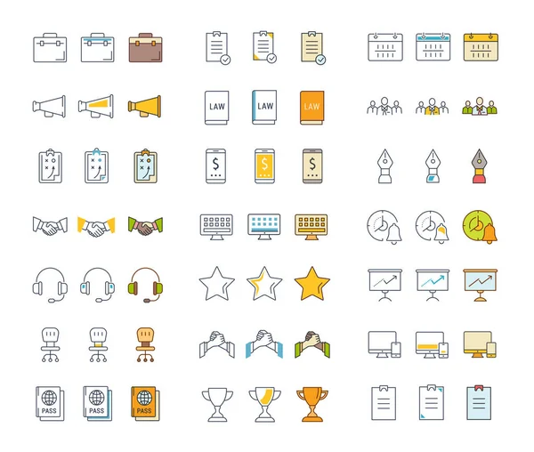 Vektör düz çizgi Icons Set ofis ve iş