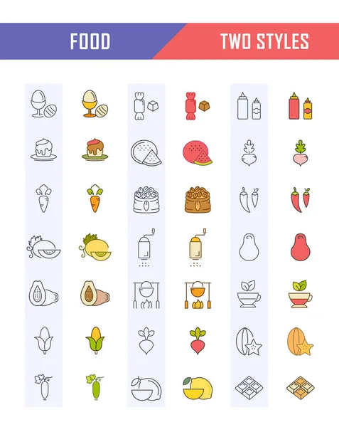 Set Line Iconos Alimentos — Archivo Imágenes Vectoriales