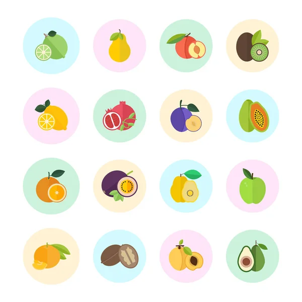 Σετ διανυσματικά εικονογράφηση από φρούτα — Διανυσματικό Αρχείο