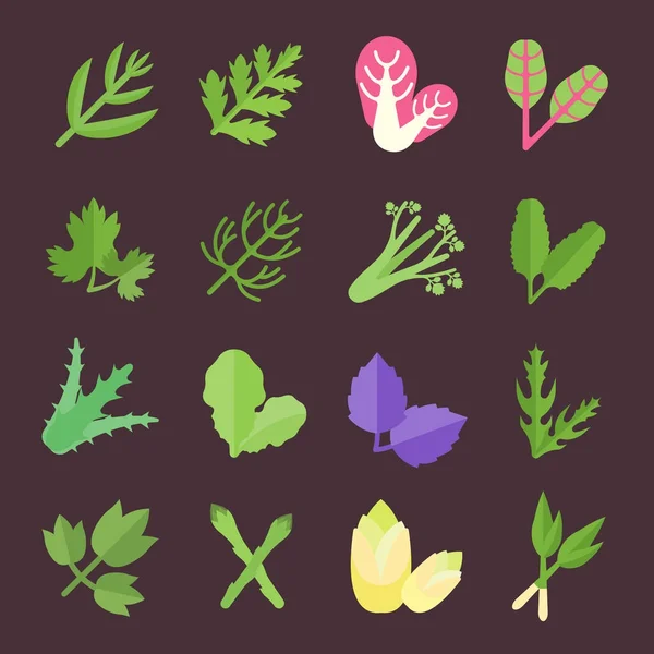 Conjunto de ícones vetoriais planos de vegetação — Vetor de Stock