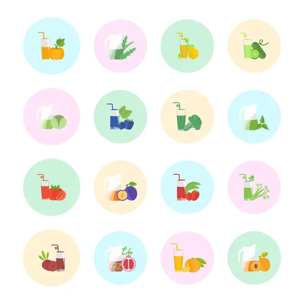 Set de Vector Iconos Planos de Jugo — Vector de stock