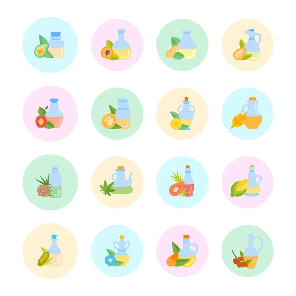 Set Vector Iconos Planos de Aceites — Vector de stock