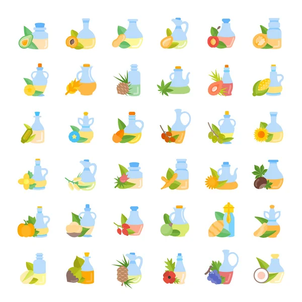 Set Vector Iconos Planos de Aceites — Vector de stock