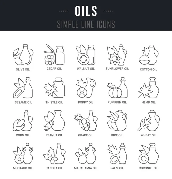 Définir les icônes de ligne vectorielle des huiles . — Image vectorielle