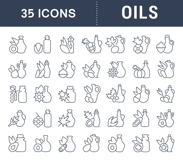 Définir les icônes de ligne vectorielle des huiles — Image vectorielle