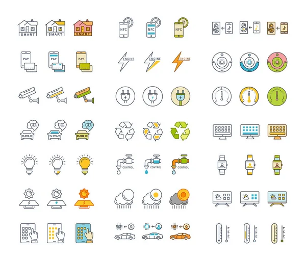 Akıllı ev simgelerin satır kümesi