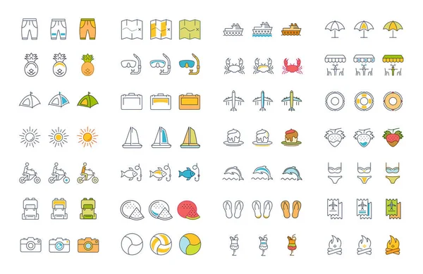 Vektör düz çizgi simgeler yaz ayarla