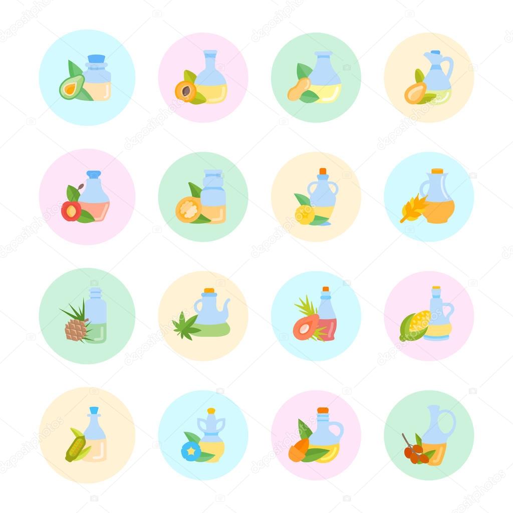 Set Vector Flat Icons of Oils