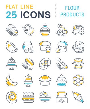 Vektör hat simgelerin ayarlamak, işaret ve sembolleri düz unsurları ile ürünler modern kavramları, web ve apps un. İnfographics logolar ve semboller koleksiyonu.