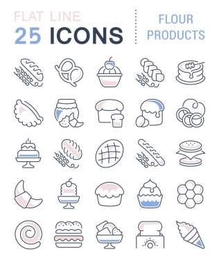 Vektör hat simgelerin ayarlamak, işaret ve sembolleri düz unsurları ile ürünler modern kavramları, web ve apps un. İnfographics logolar ve semboller koleksiyonu.