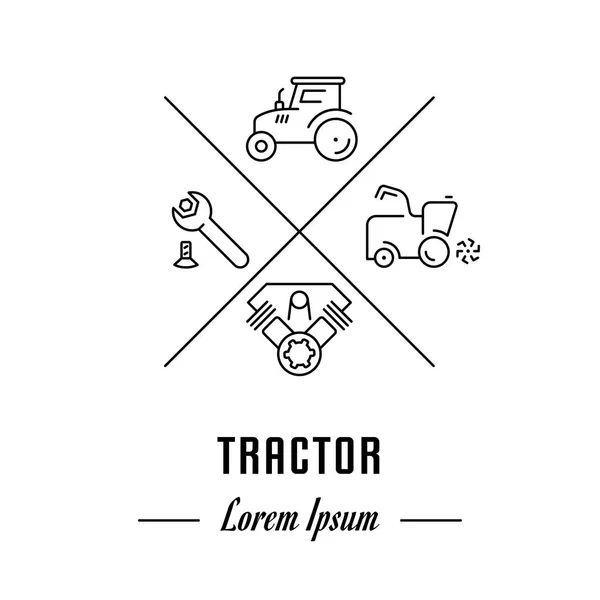 Tractor Con Logo Vectorial Emblema Hipster Etiqueta Pancarta Para Tractor — Vector de stock