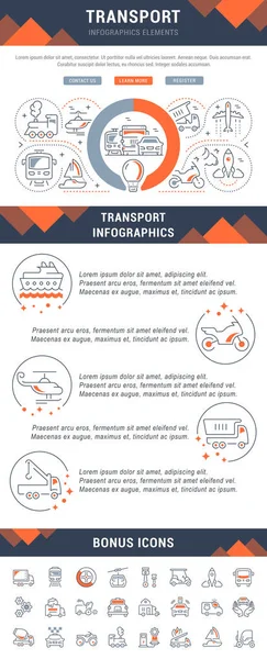 Illustration Linéaire Des Transports Concept Pour Bannières Web Matériaux Imprimés — Image vectorielle