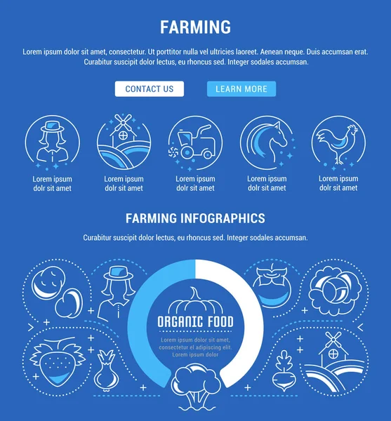 Illustration Linéaire Agriculture Concept Pour Bannières Web Matériaux Imprimés Modèle — Image vectorielle