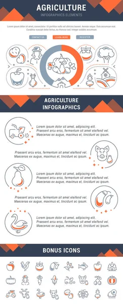 Illustration Linéaire Agriculture Concept Pour Bannières Web Matériaux Imprimés Modèle — Image vectorielle