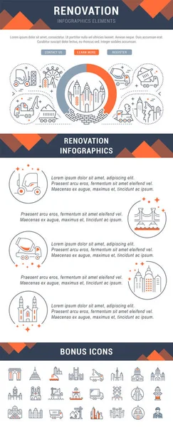 Illustration Linéaire Rénovation Concept Pour Bannières Web Matériaux Imprimés Modèle — Image vectorielle