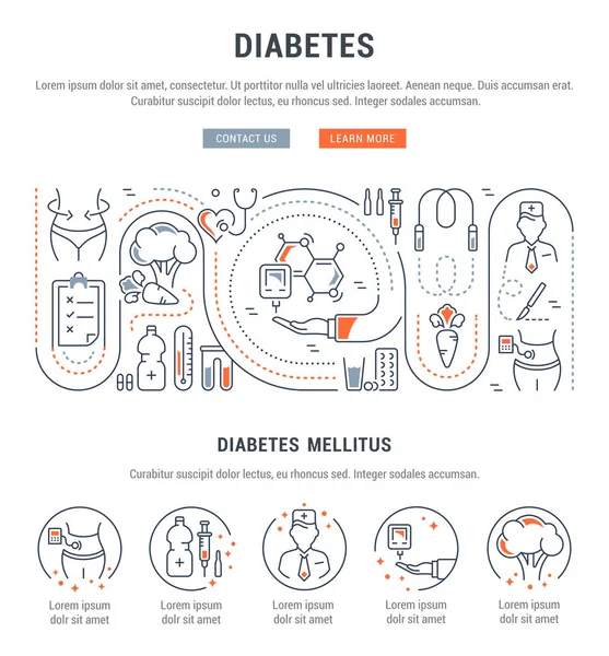 Line Illustration Diabetes Koncept För Web Banners Och Tryckt Material — Stock vektor