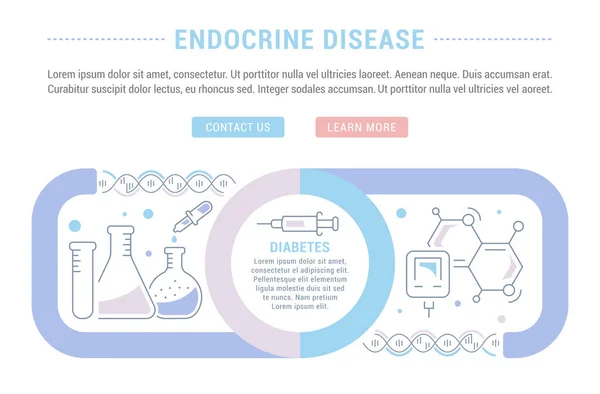 Лінійна Ілюстрація Ендокринної Хвороби Концепція Веб Банерів Друкованих Матеріалів Шаблон — стоковий вектор