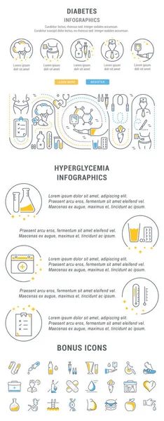 Ilustracja Linia Cukrzycy Pomysł Banery Materiały Drukowane Szablon Przycisków Stronie — Wektor stockowy