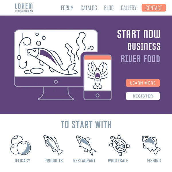 Čárová Ilustrace Řeky Potravin Koncept Pro Webové Bannery Tištěných Materiálů — Stockový vektor