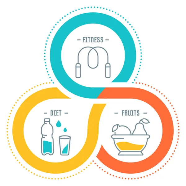 Line Illustration Fitness Och Diet Koncept För Web Banners Och — Stock vektor