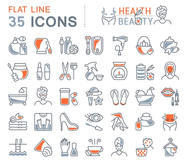 Ensemble Icônes Ligne Vectorielle Signe Symboles Avec Des Éléments Plats — Image vectorielle