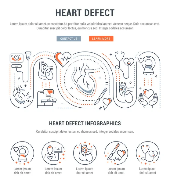 Ilustración Lineal Cardiopatía Concepto Para Banners Web Materiales Impresos Plantilla — Vector de stock