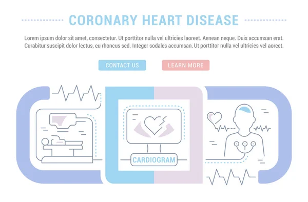 Ilustración Lineal Cardiopatía Coronaria Concepto Para Banners Web Materiales Impresos — Archivo Imágenes Vectoriales