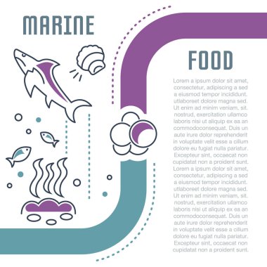Hat illüstrasyon deniz gıda. Web afiş ve basılı malzemeleri için kavram. Web sitesi banner ve açılış sayfası için şablon.