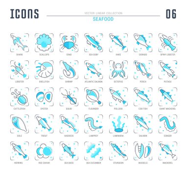 Vektör düz simgeler koleksiyonu yağlar ince çizgi unsurları ile. Temiz tasarım ve anahat işaretleri kümesi. Web grafikleri ve uygulamalar için basit doğrusal infographics ve sembollerin paketi.