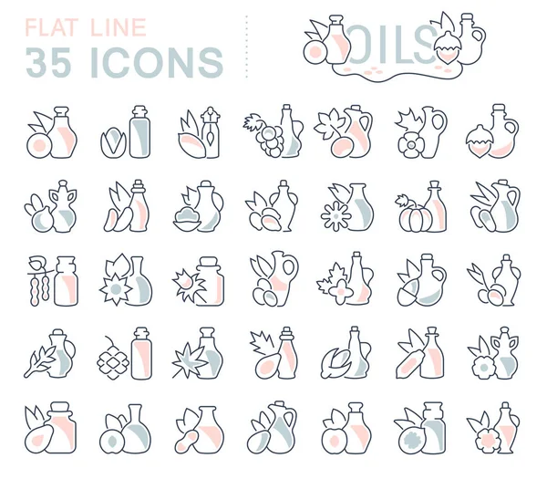Набор Векторных Иконок Знаков Символов Плоскими Элементами Масел Современных Понятий — стоковый вектор