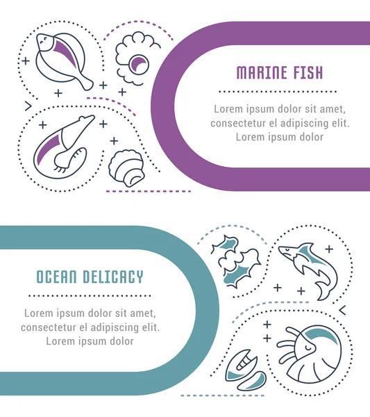 Illustratie Van Lijn Van Mariene Vissen Concept Voor Webbanners Drukwerk — Stockvector
