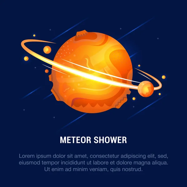 Barevný Prostor Praporem Meteoritický Déšť Vektorové Ilustrace Pro Webové Stránky — Stockový vektor