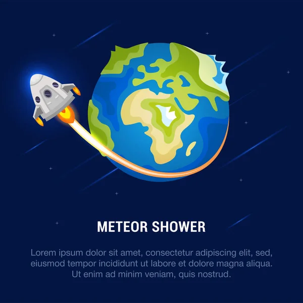 Kleurrijke Ruimte Banner Van Meteorenzwerm Vectorillustratie Voor Webpagina Banners Posters — Stockvector