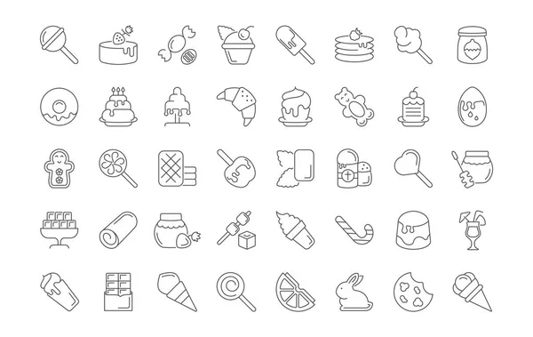 Colección Iconos Grises Línea Dulces Conjunto Conceptos Simples Vectoriales Para — Archivo Imágenes Vectoriales