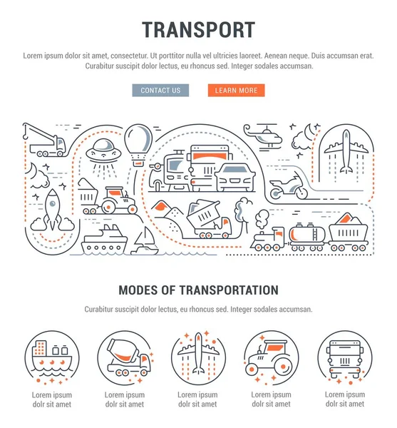 Ilustração Linha Transporte Conceito Para Banners Web Materiais Impressos Modelo — Vetor de Stock
