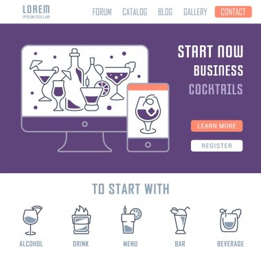 Web sitesi Banner ve açılış sayfası kokteyller.