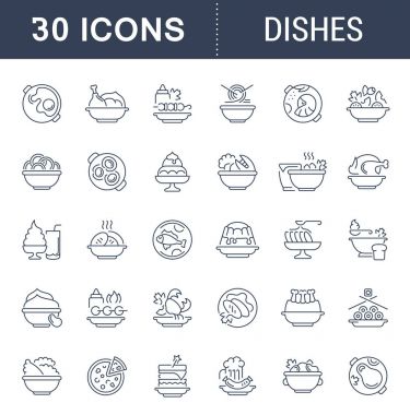 Vektör hat Icons yemekleri set.