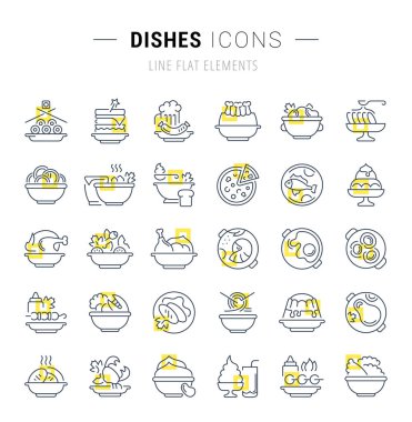 Vektör hat Icons yemekleri set.