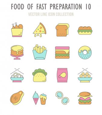 Gıda hızlı hazırlık Retro simgeler kümesi.